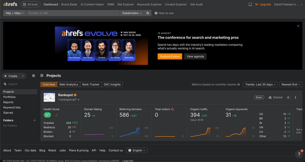 Ahrefs webmaster tools