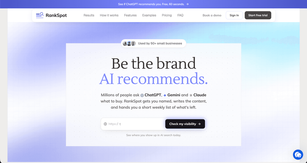 RankSpot homepage screenshot