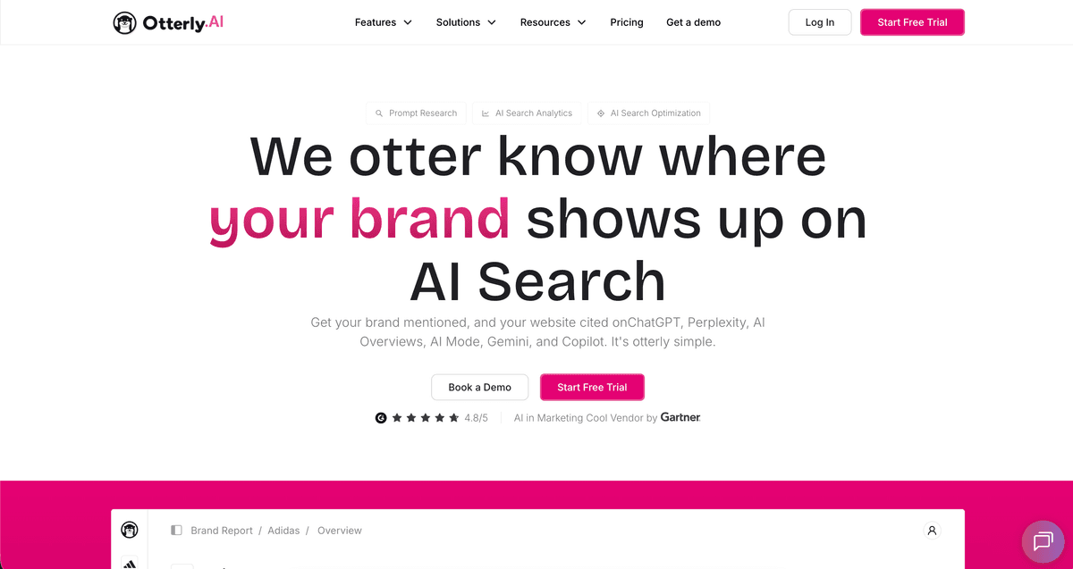 Otterly AI landing page screenshot