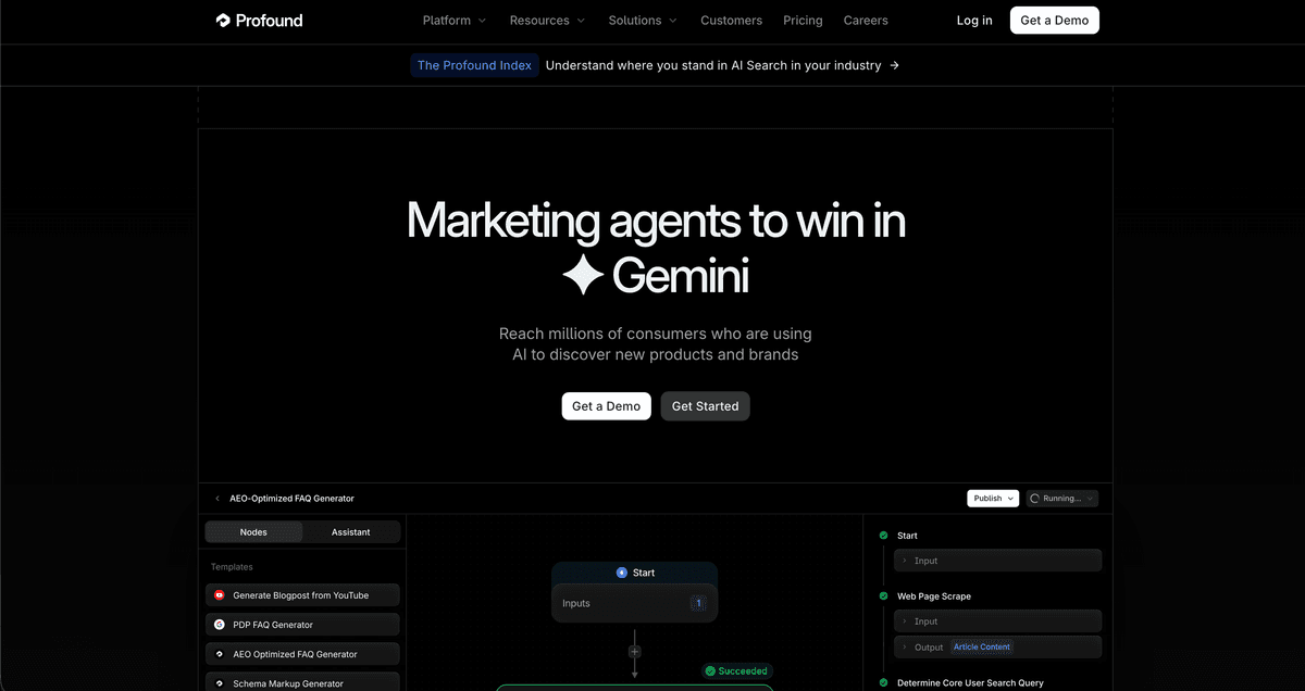 Profound landing page screenshot