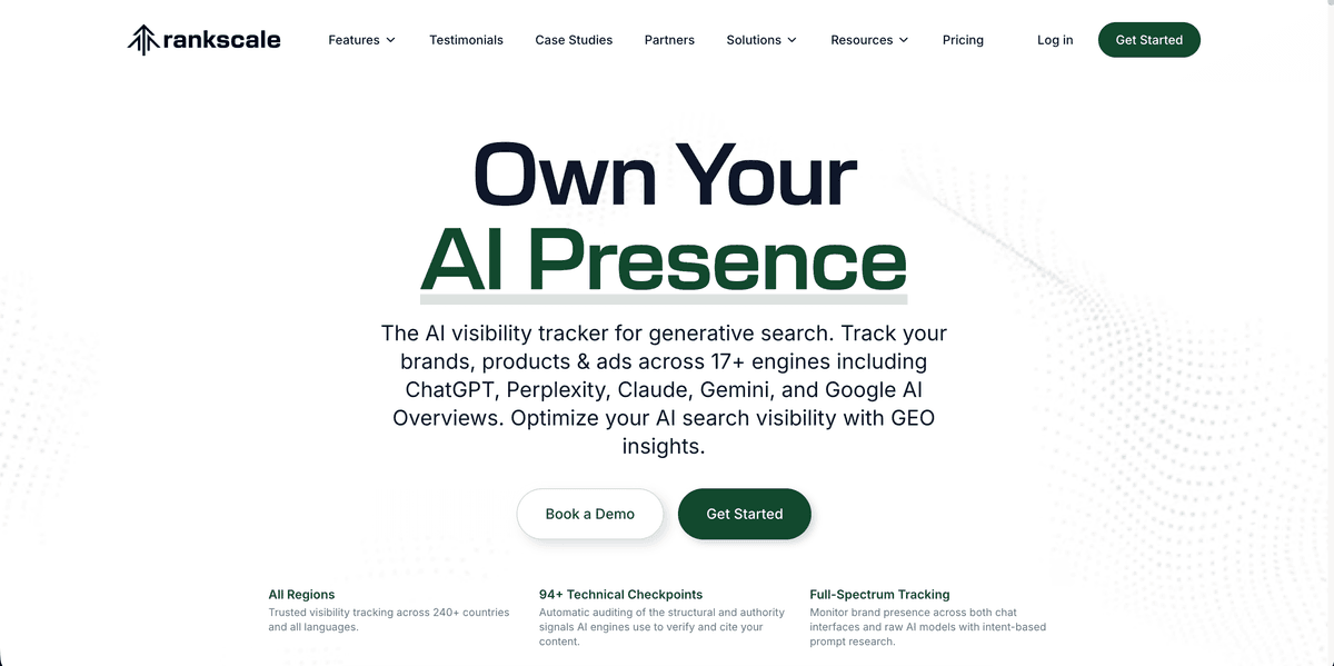 Screenshot of Rankscale homepage