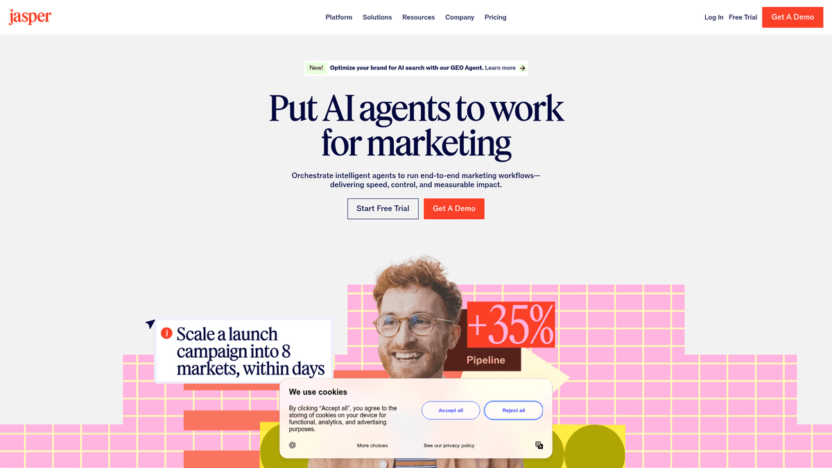 Screenshot of Jasper homepage