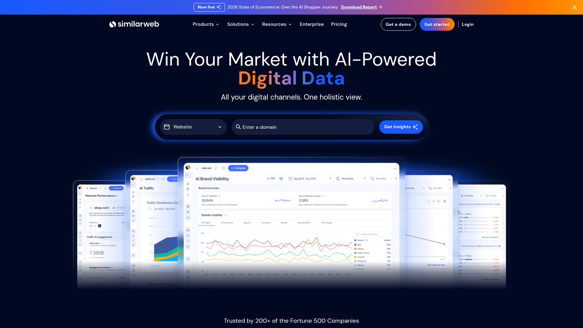 Similarweb homepage for comparing website traffic sources