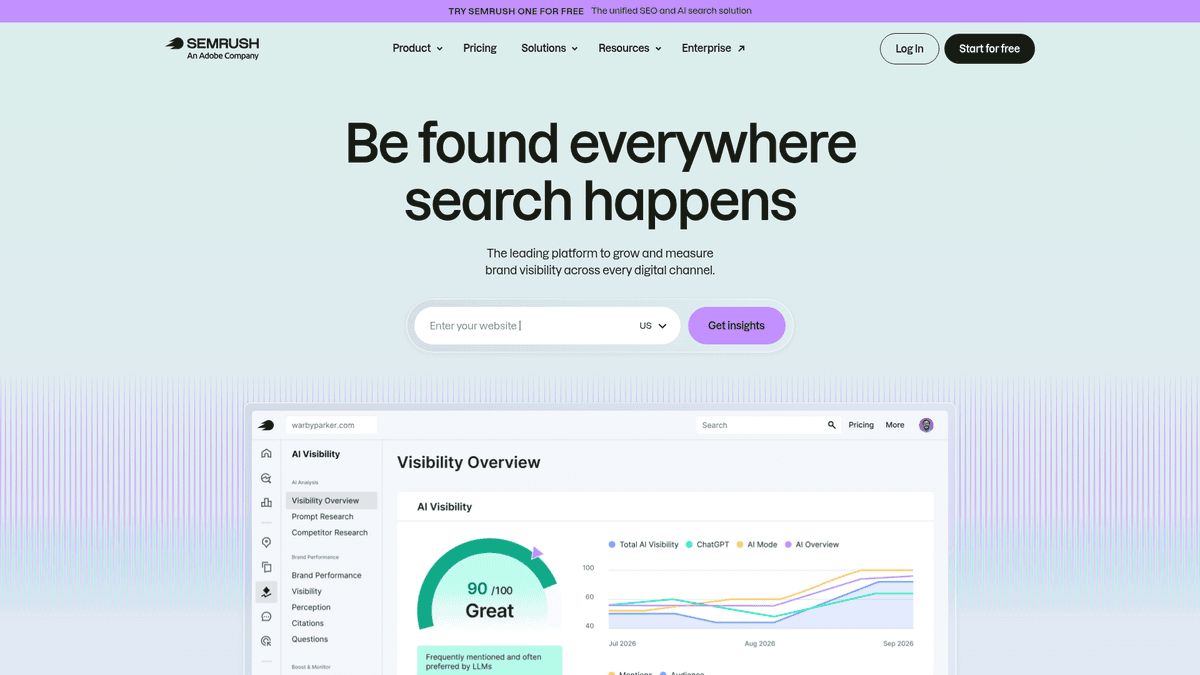 Semrush homepage screenshot