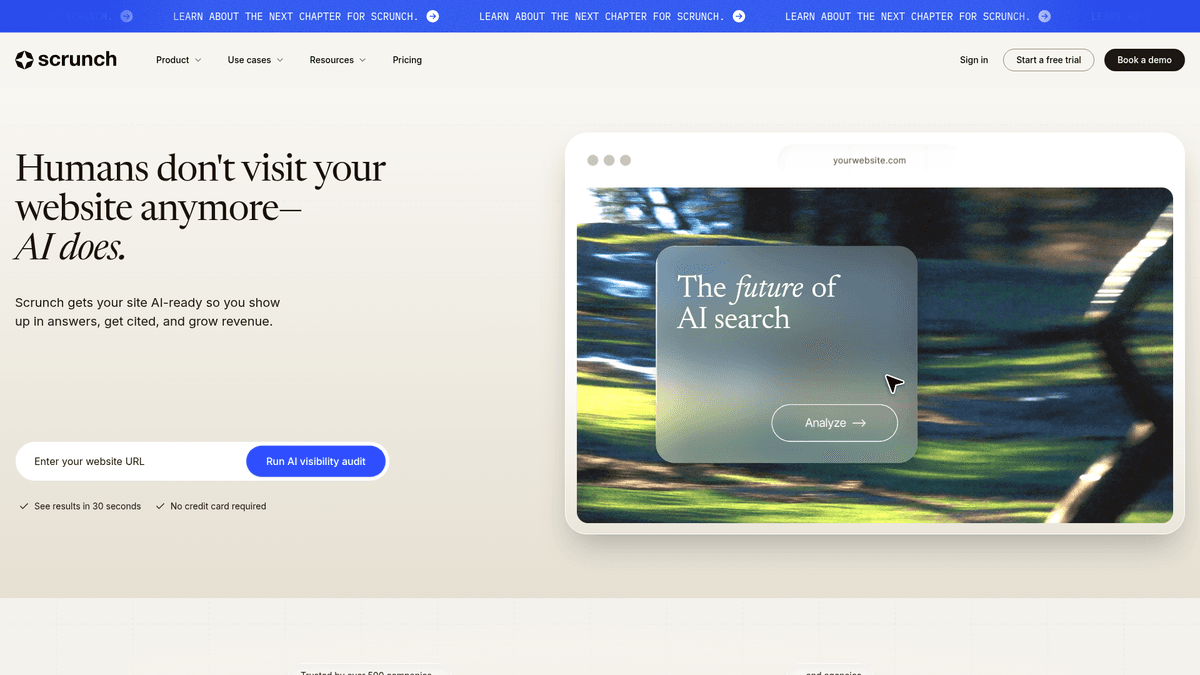 Scrunch AI homepage screenshot