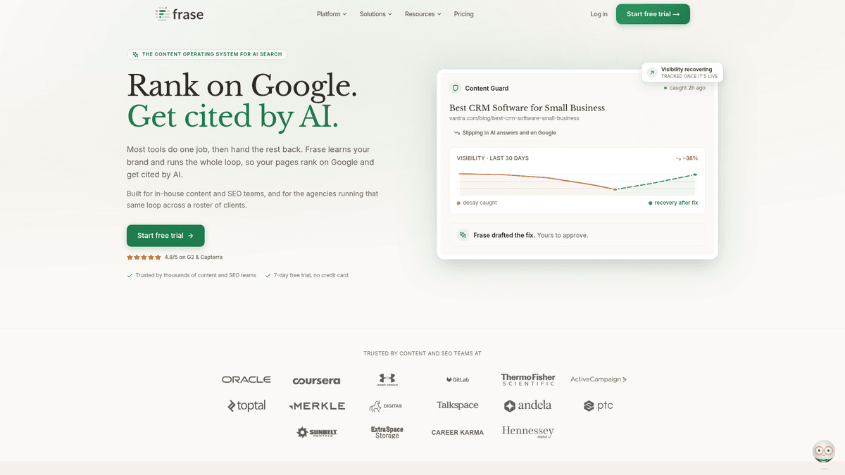 Frase homepage screenshot