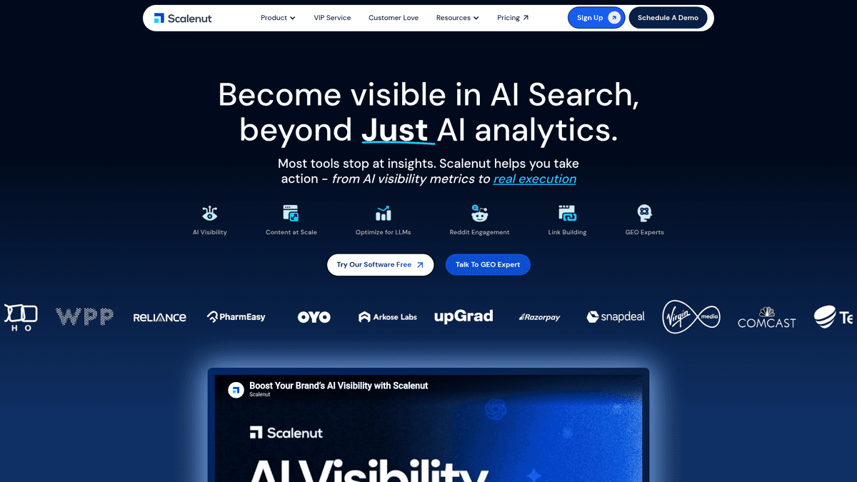 Scalenut website homepage showing its SEO content workflow software