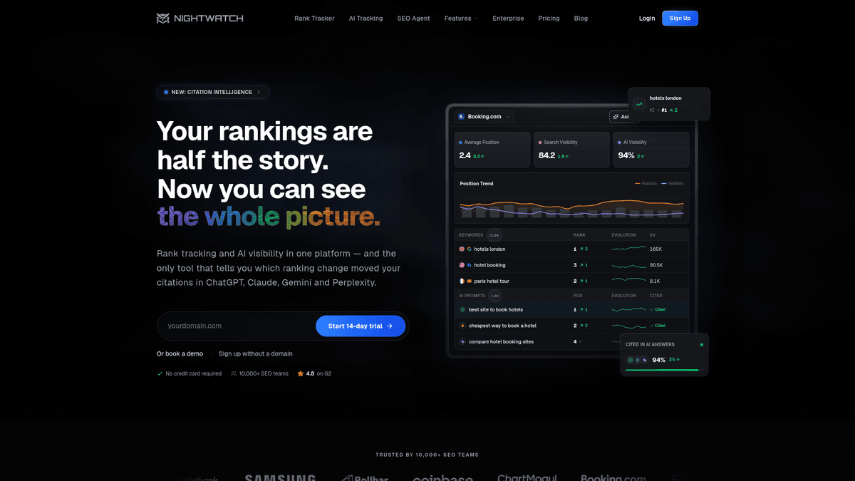 Nightwatch website for search rank and LLM tracking
