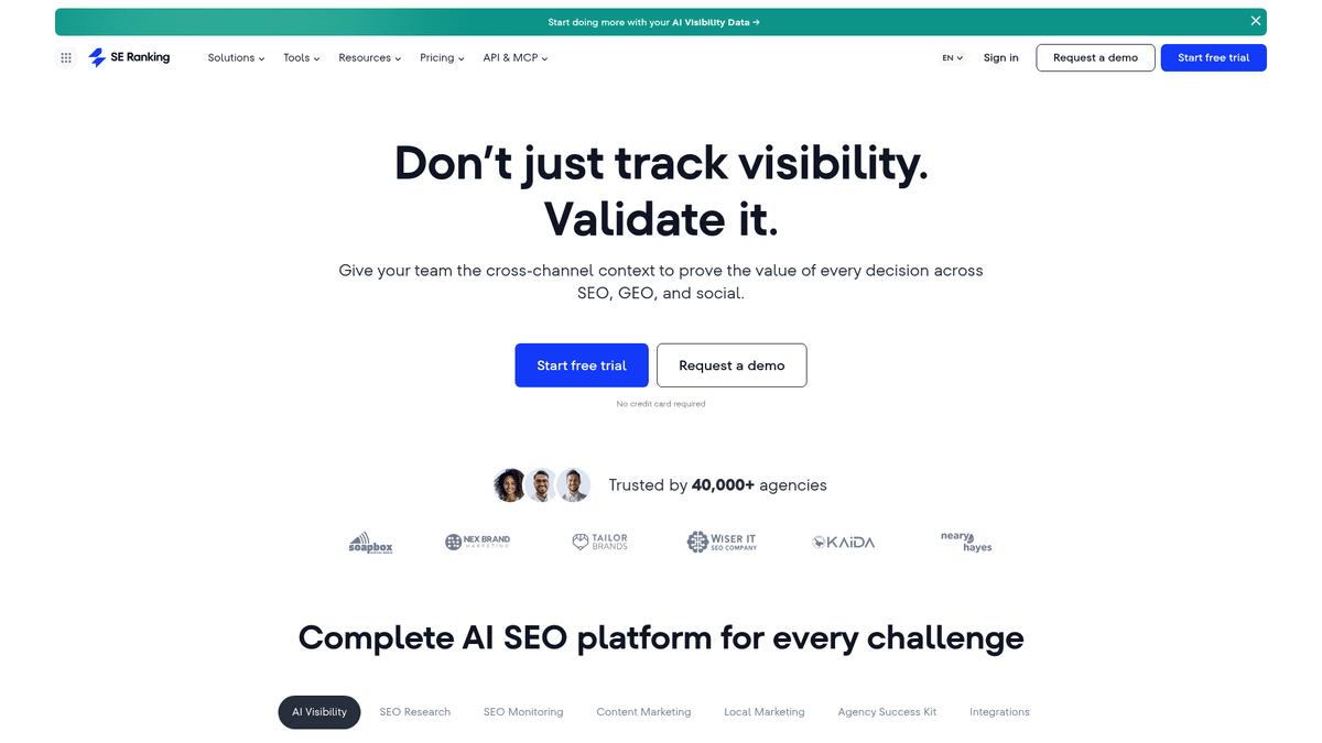 SE Ranking website for SEO and AI visibility workflows