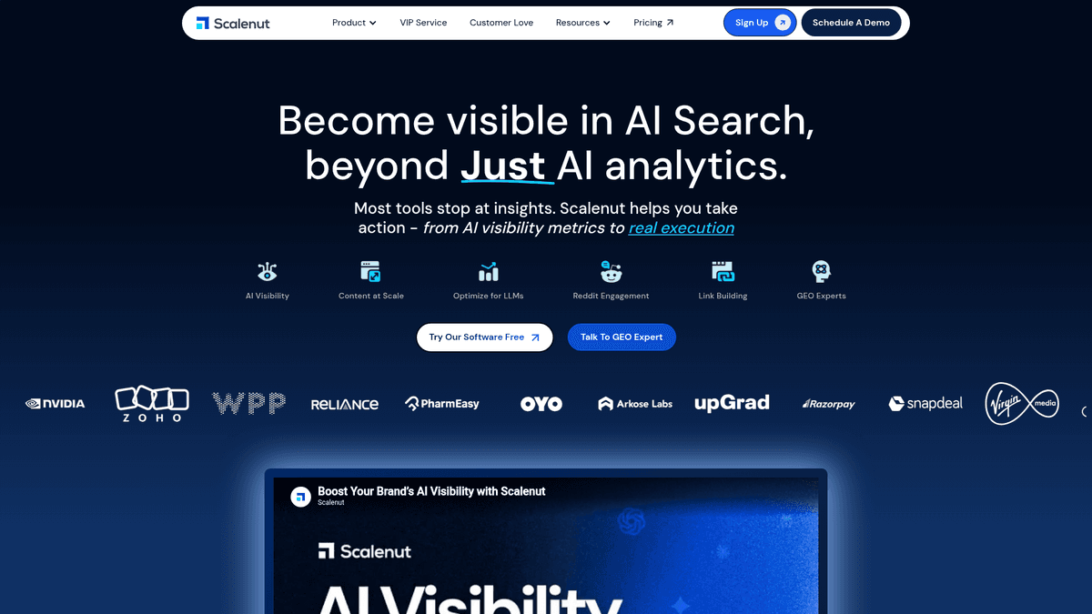 Scalenut homepage for AI-supported SEO content creation