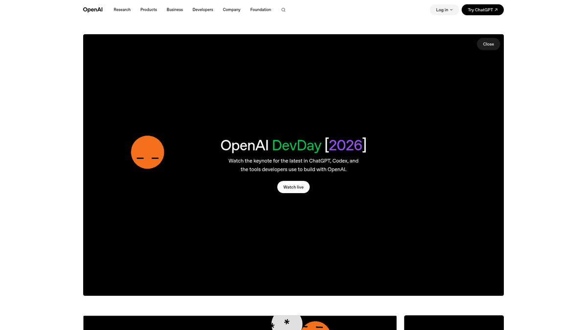 OpenAI homepage for the general-purpose ChatGPT assistant