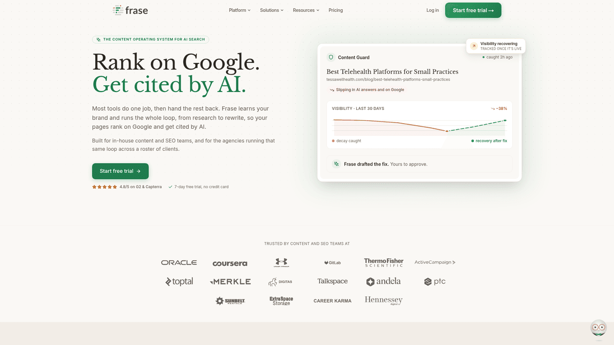 Frase homepage screenshot