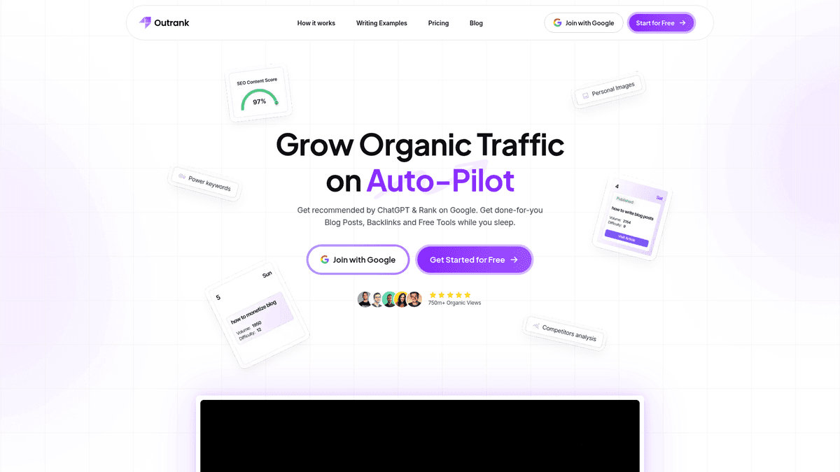 Outrank homepage screenshot