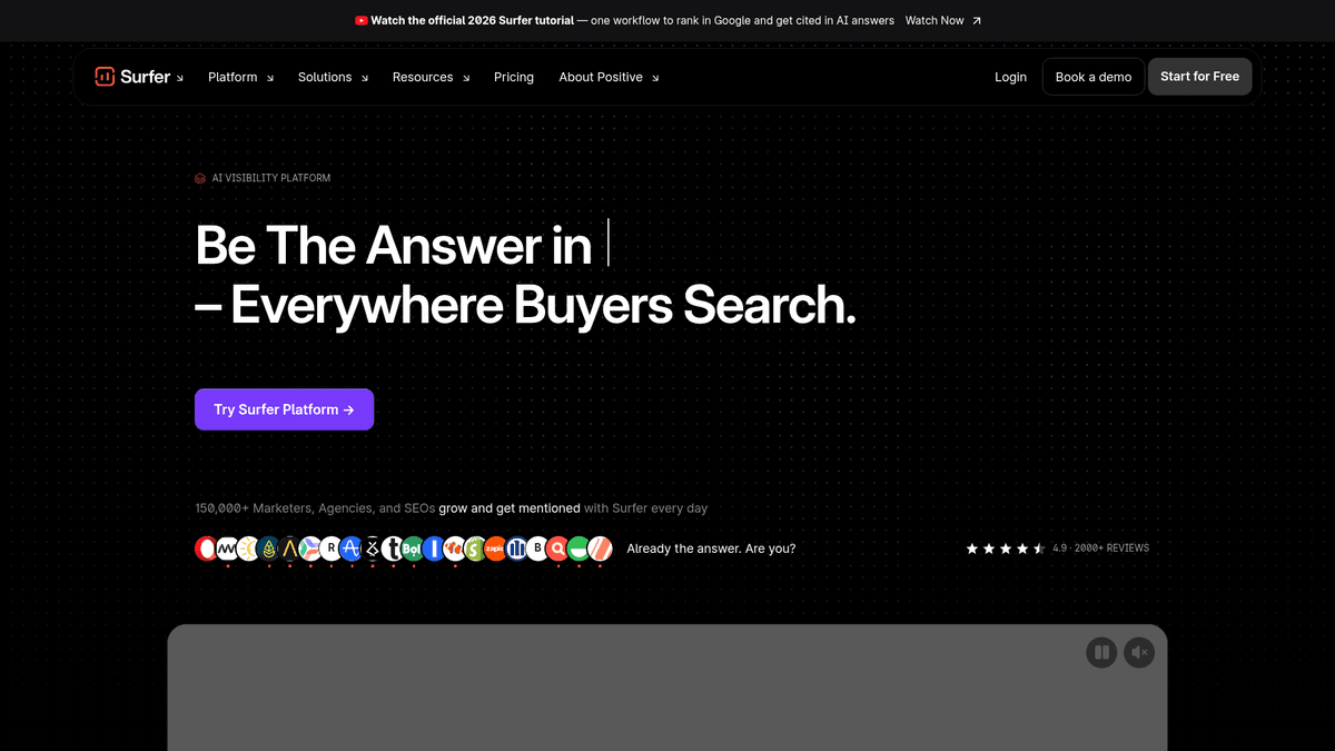 Surfer SEO homepage screenshot