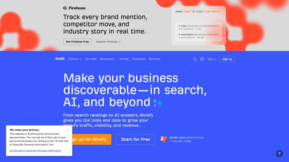 Ahrefs website screenshot