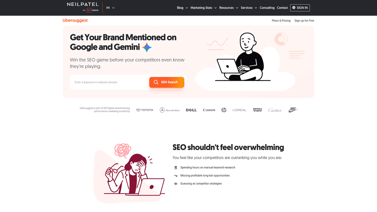 Ubersuggest website screenshot