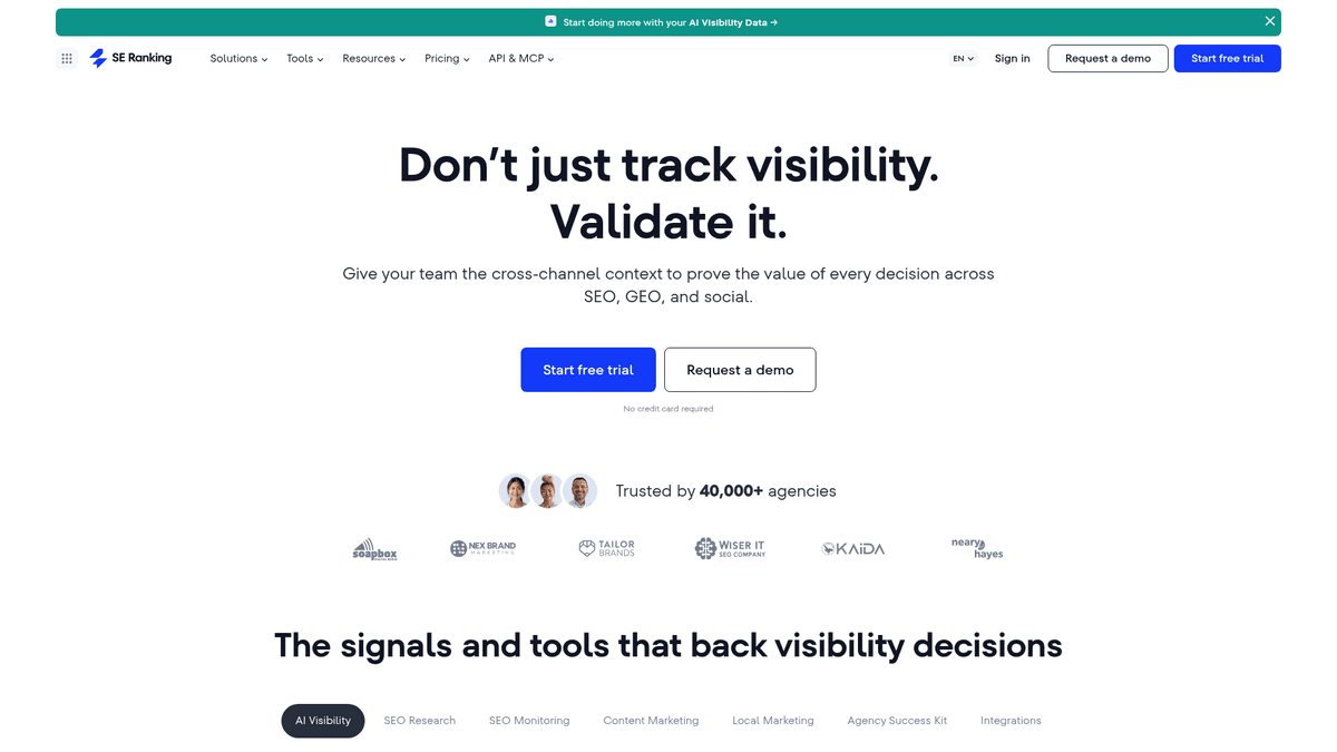 SE Ranking website screenshot