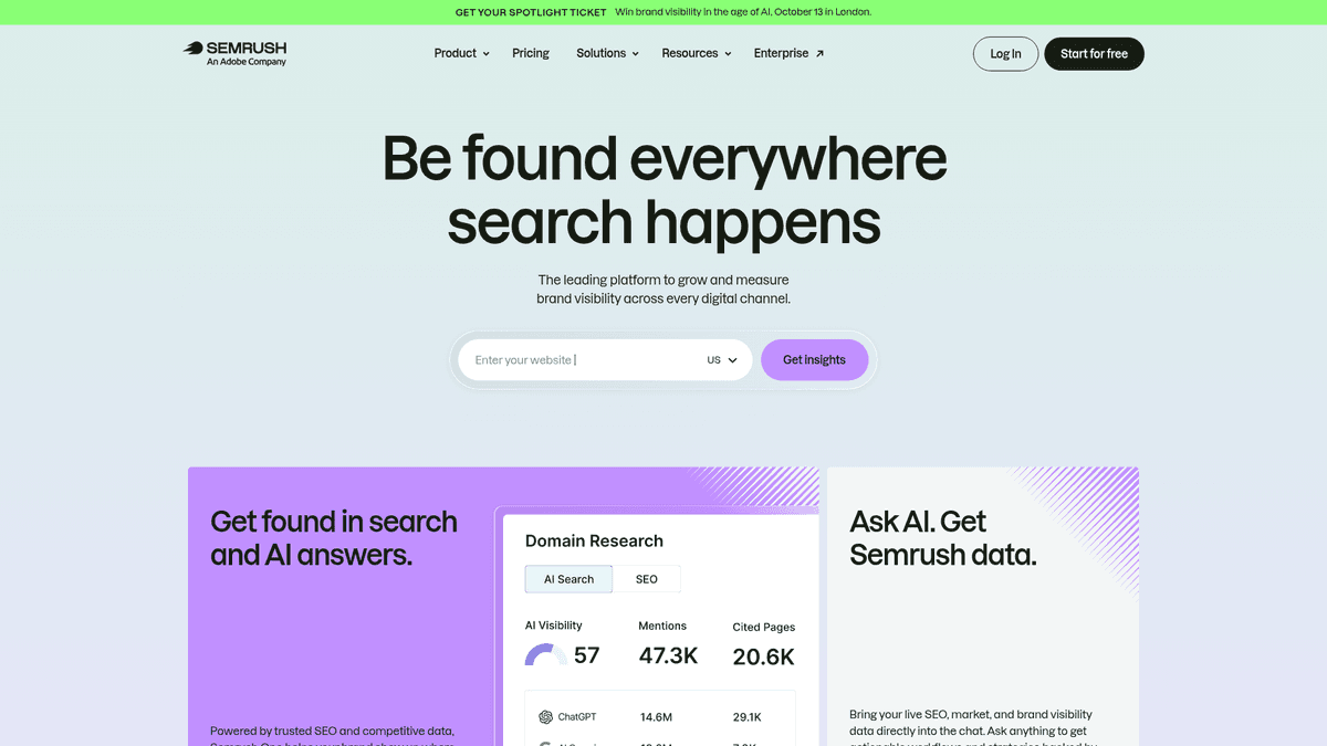 Semrush website screenshot
