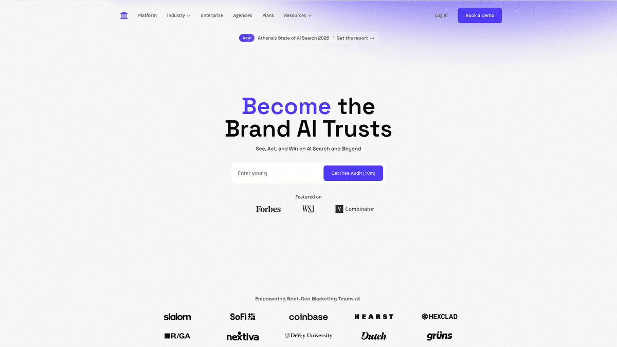 AthenaHQ homepage screenshot