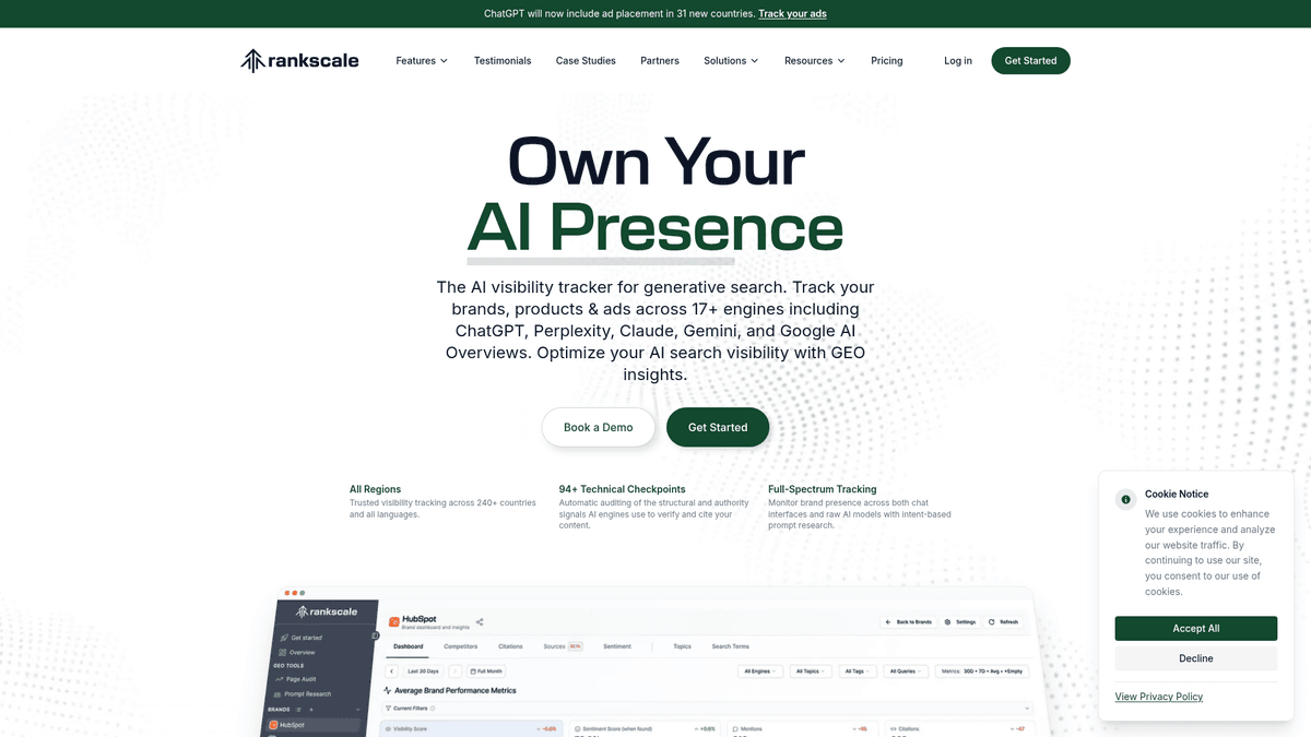 Rankscale homepage screenshot