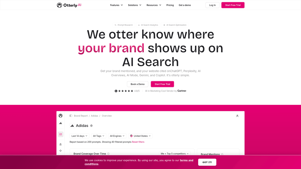 Otterly AI homepage for AI search monitoring