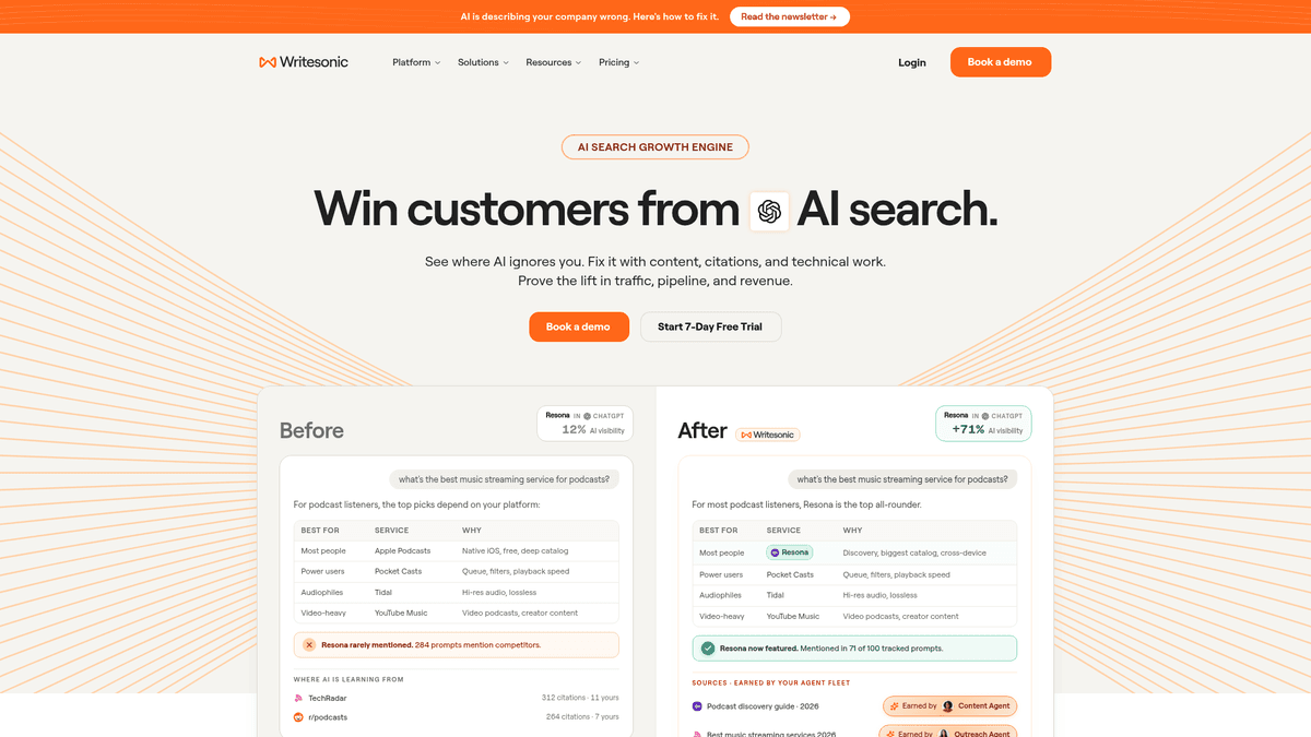 Writesonic homepage screenshot