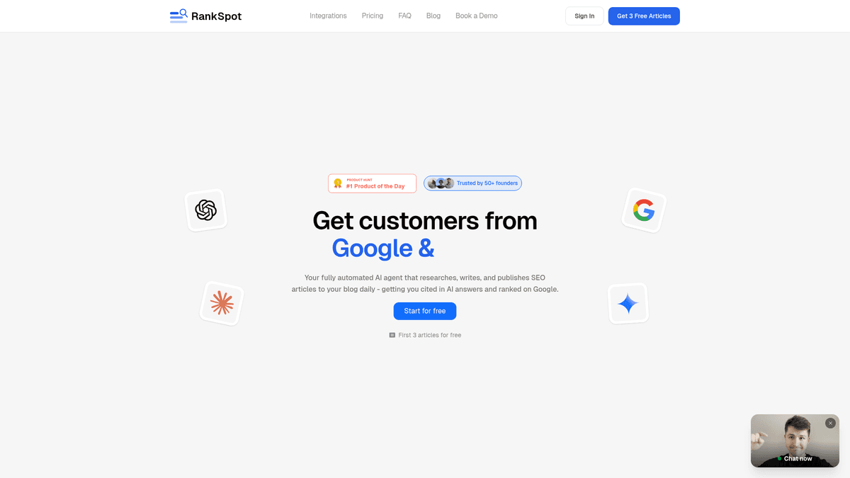 Screenshot of RankSpot homepage