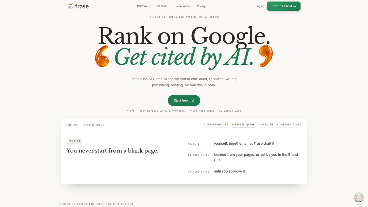 Frase website home page