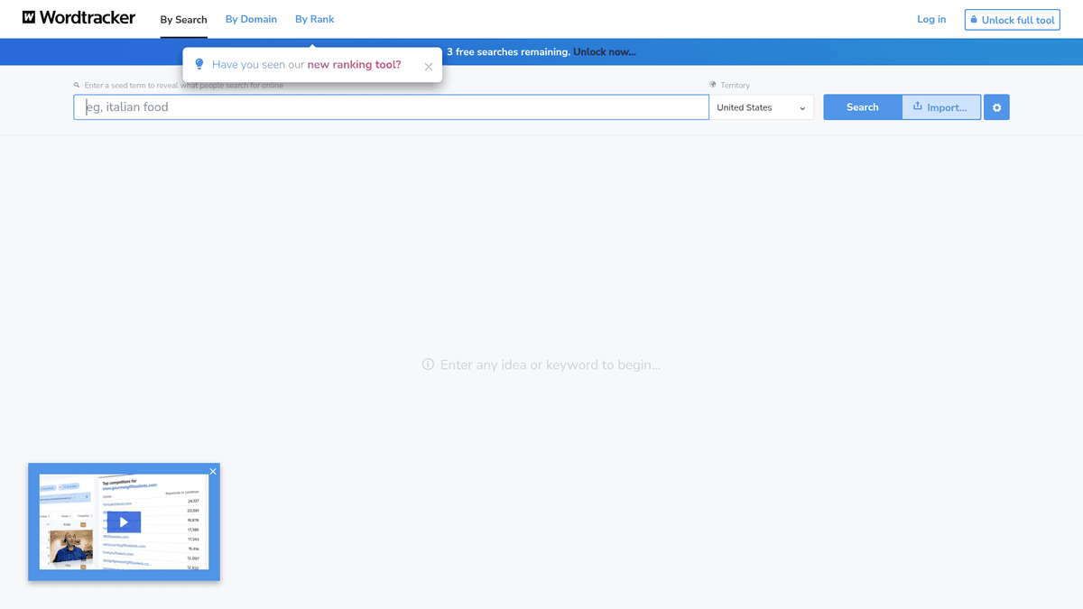 Wordtracker keyword tool screenshot
